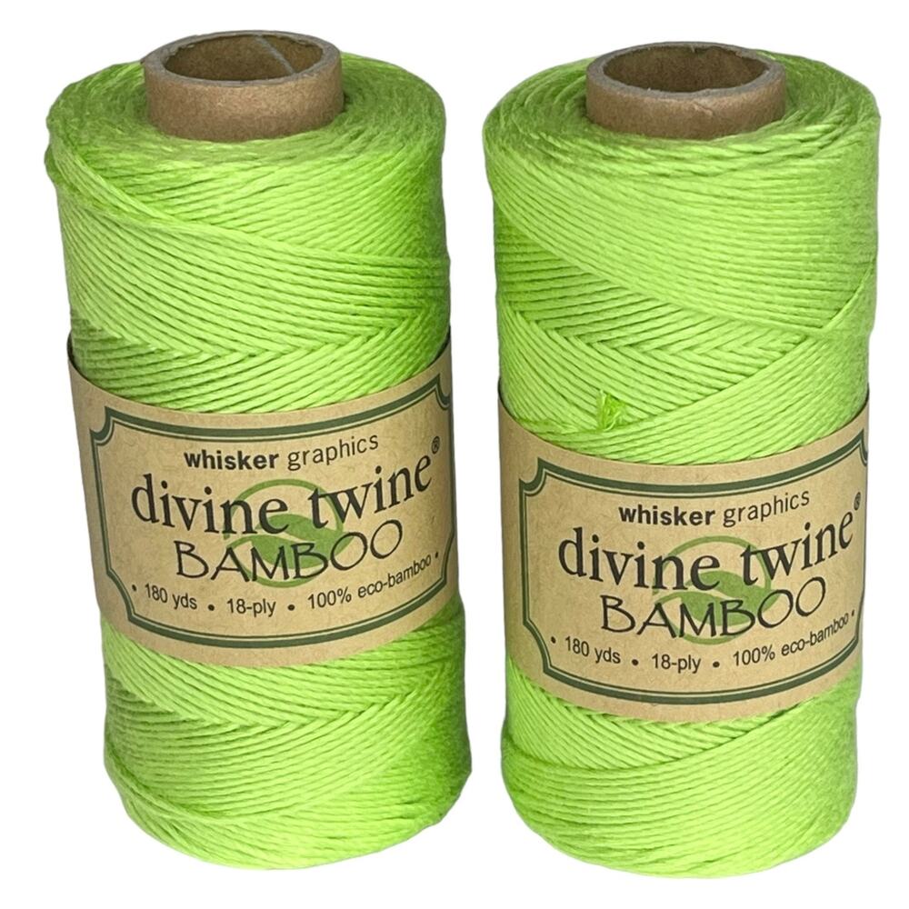 Divine Twine Set 2 Green Eco Bamboo 180 Yards 18Ply Grey String Whisker Graphics